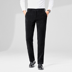 批发新品灯芯绒如意腰男裤百搭直筒长裤修身商务西裤男士春秋休闲裤