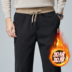 批发跨境加绒加厚男士2025秋<b class='q'>冬</b>高品质休闲裤男装直筒潮流时尚简约长裤