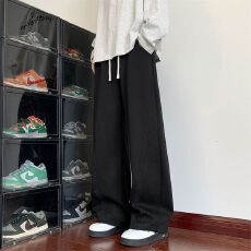 跨境爆款弯刀裤卫裤新款春秋冬港风直筒长裤宽松休闲裤男士运动裤