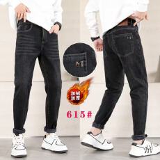 实体店男士加绒加厚保暖秋冬牛仔裤新款潮牌直筒裤韩版弹力长裤子