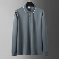 春秋新款男士短袖T恤中青年商务休闲卫衣纯色时尚百搭打底POLO衫