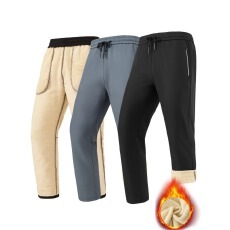 跨境新款男款秋冬保暖美式宽松长裤直筒运动卫裤绵羊毛潮流休闲裤