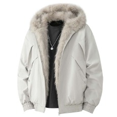 跨境男女潮牌帅气高颜值宽松情侣款加绒加厚时尚大毛领棉服外套