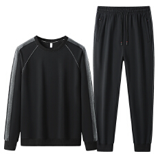 批发新款春秋运动套装男士透气纯棉宽松<b class='q'>加肥</b><b class='q'>加大</b>码休闲卫衣卫裤两件套