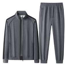 批发跨境春秋冬运动套装男士透气纯棉宽松加大休闲开衫卫衣卫裤两件套