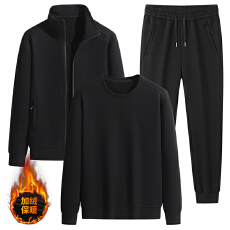 批发跨境春秋运动套装<b class='q'>男</b>士潮流透气纯棉宽松加大码休闲<b class='q'>卫衣</b>卫裤三件套