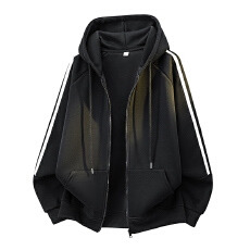 批发跨境春秋翻领开衫连帽拉链卫衣男士宽松长袖针织运动上衣运动外套