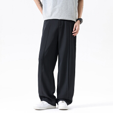 批发跨境春秋纯色宽松小<b class='q'>西裤</b><b class='q'>男士</b>直筒小清晰阔腿裤青年简约休闲裤长裤