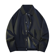 批发跨境春秋新款男士行政翻领夹克外套潮牌高级感纯色百搭长袖外套