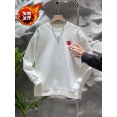 批发新款休闲印花秋<b class='q'>冬</b>卫衣男士加绒韩版新款圆领宽松上衣chic港风长袖