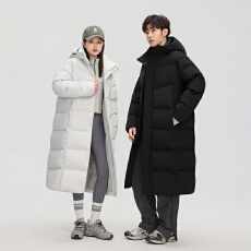 批发新款羽绒服长款男女情侣跨境户外鸭绒工装运动高品质保暖连帽外套