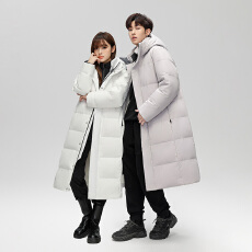 批发冬季国标羽绒服中长款男女同款白鸭绒保暖跨境外套直播冬装大衣