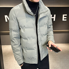 批发跨境户外运动工装男士直播爆款高品质羽绒服男短款立领保暖外套