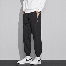 批发跨境束脚裤春秋款刺绣卫裤男生潮流工装男裤阔腿男士宽松<b class='q'>休闲</b><b class='q'>长裤</b>