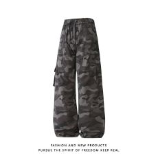 批发休闲运动迷彩男士潮牌<b class='q'>春</b>秋冬新款宽松直筒长裤伞兵裤多口袋工装裤