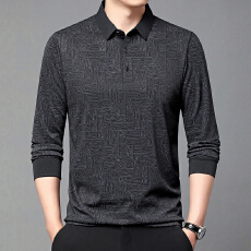 批发新款POLO衫男士长袖翻领麻将块爆款T恤<b class='q'>商务</b><b class='q'>休闲</b>弹力百搭上衣长袖