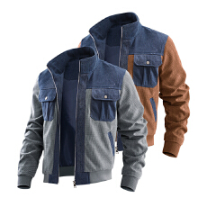 批发春秋跨境新款时尚百搭休闲<b class='q'>夹克</b>外套男士新款拼接连帽<b class='q'>夹克</b>长袖外套