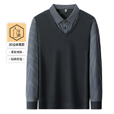 春冬季男士夹克中老年爸爸装商务休闲假两件新款长袖polo衫打底衫
