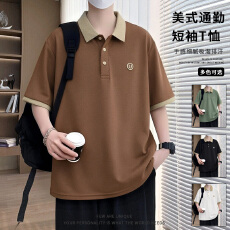 批发夏季2026新款短袖Polo衫男士短袖<b class='q'>休闲</b>翻领潮流打底上衣百搭T恤