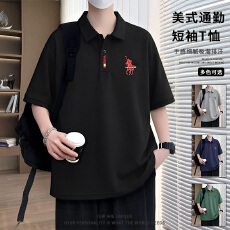 夏季2026新款短袖Polo衫男短袖时尚休闲翻领潮流打底上衣百搭T恤