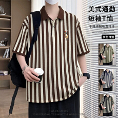 批发夏季2026新款短袖Polo衫男短袖时尚<b class='q'>休闲</b>翻领潮流打底上衣百搭T恤