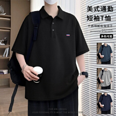 批发夏季2026新款短袖Polo衫男短袖时尚<b class='q'>休闲</b>翻领潮流打底上衣百搭T恤