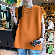 批发新款短袖T恤背心春夏新款<b class='q'>男</b>士韩版休闲百搭时尚痞帅潮流宽松坎肩