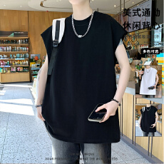 批发新款短袖T恤背心春夏新款<b class='q'>男</b>士韩版休闲百搭时尚痞帅潮流宽松坎肩