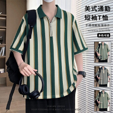 批发夏季2026新款短袖Polo衫男短袖时尚休闲翻领潮流打底上衣百搭T恤