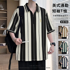 批发夏季2026新款短袖Polo衫男短袖时尚休闲翻领潮流打底上衣百搭T恤