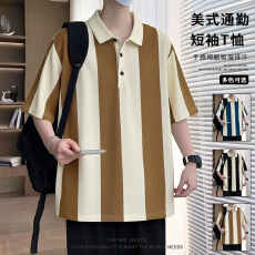 批发夏季2026新款短袖Polo衫男短袖时尚休闲翻领潮流打底上衣百搭T恤