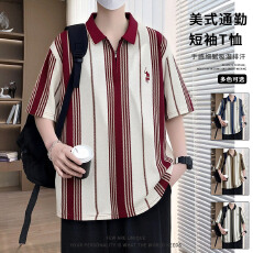 批发夏季2026新款短袖Polo衫男短袖时尚休闲翻领潮流打底上衣百搭T恤