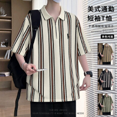 批发夏季2026新款短袖Polo衫男短袖时尚休闲翻领潮流打底上衣百搭T恤