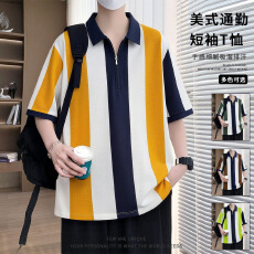 批发夏季2026新款短袖Polo衫男短袖时尚休闲翻领潮流打底上衣百搭T恤