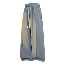 跨境潮牌宽松大码四季宽松纯棉九分裤男士平口直筒纯色简约休闲裤