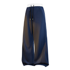 跨境春夏新品宽松休闲裤男士平口直筒针织阔腿裤子青年潮卫裤长裤