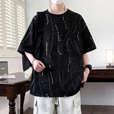 男士短袖t恤个性扎染设计感时尚上衣男款半袖T恤潮牌休闲宽松上衣