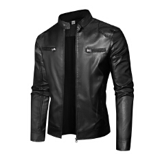 跨境爆款新款欧码休闲男士皮衣时尚机车大码男装皮衣简约风格上衣