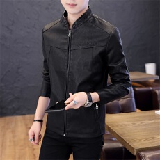 跨境春秋冬新款韩版修身机车服pu皮夹克男青年帅气皮衣百搭外套