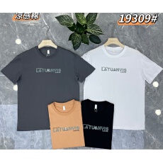 跨境实体高品质纯棉新款男士夏季圆领T恤潮牌字母短袖t量大可订做