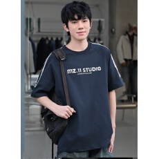 实体跨境高品质纯棉新款男士夏季圆领T恤潮牌阔版短袖t量大可订做