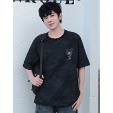 批发实体跨境高品质纯棉新款男士夏季圆领T恤潮牌阔版短袖t量大可订做