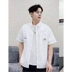 跨境实体可订做高品质纯棉男士夏季薄款短袖休闲百搭衬衫翻领上衣