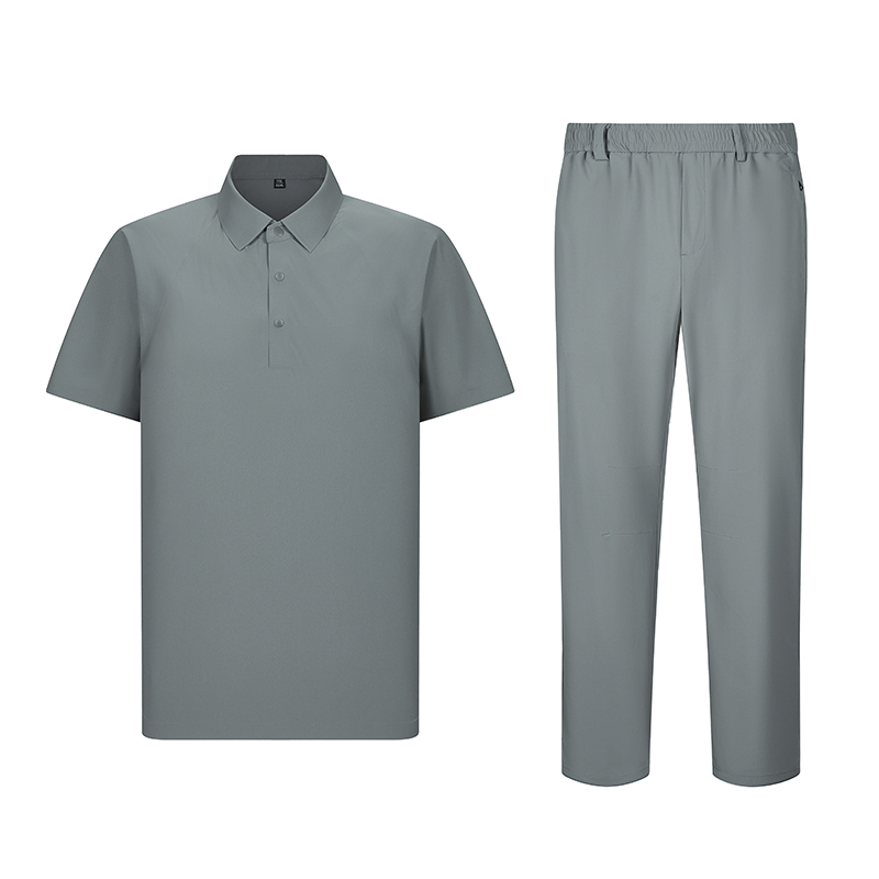 국경 간 여름 새로운 남성 얇은 스타일 없음 흔적 얼음 실크 세트 차가운 센스 polo 반팔 긴 바지 캐주얼 투피스 세트