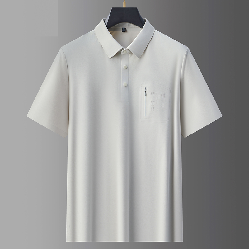 국경 간 남성 새로운 POLO 셔츠 없음 흔적 얼음 실크 반팔 티셔츠 패션 캐주얼 다용도 폴로 칼라 얇은 스타일 맨위 티셔츠