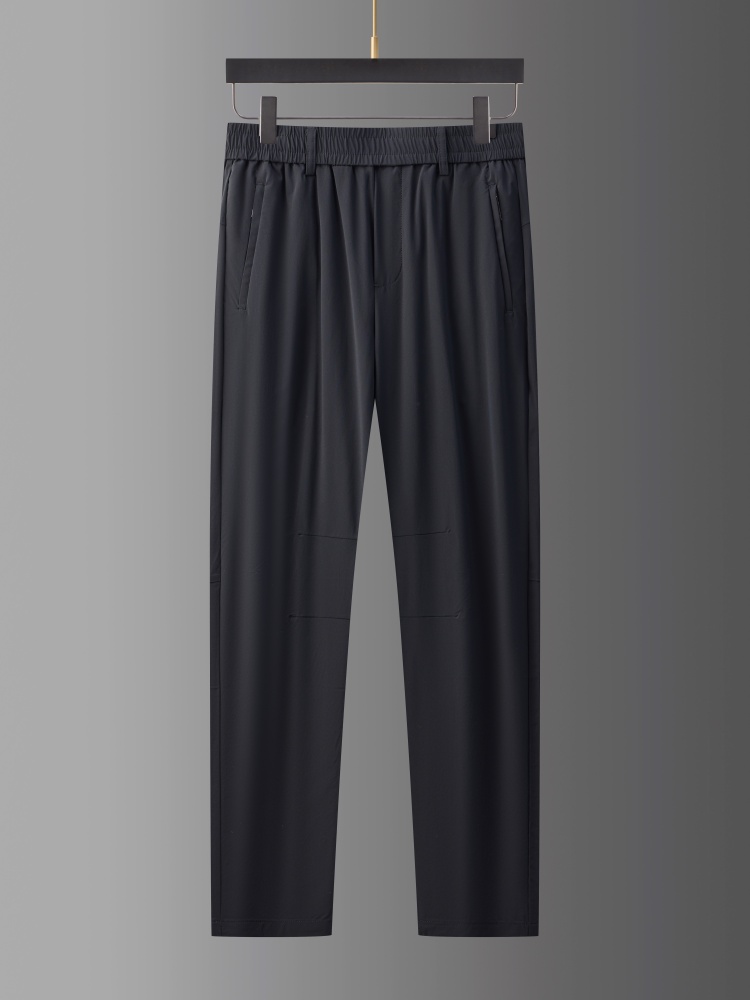 국경 간 여름 얇은 스타일 통기성 차가운 센스 얼음 실크 바지 남성 스트레이트 단색 청년 캐주얼 바지 운동 루즈핏 긴 바지