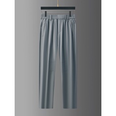 跨境夏季薄款透气凉感冰丝裤男士直筒纯色青年休闲裤运动宽松长裤