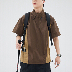 批发跨境男士<b class='q'>春</b>夏新款POLO衫潮牌休闲T恤高级感纯色上衣宽松短袖时尚t