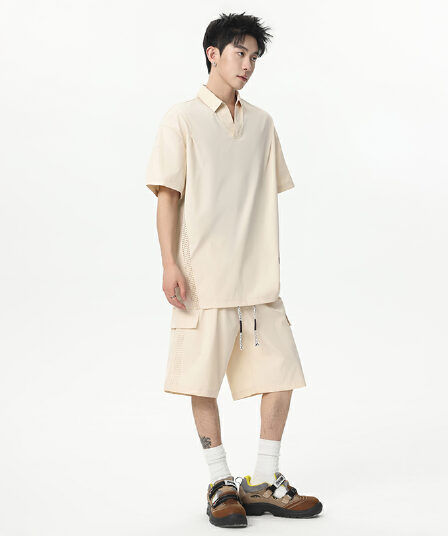 메쉬 얼음 센스 차가운 센스 통기성 POLO 셔츠 반팔 티셔츠 남성 여름 얇은 스타일 루즈핏 캐주얼 스포츠 슈트