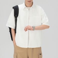 批发纯棉男士工装短袖上衣日式复古<b class='q'>衬衫</b>潮流青年休闲美式夏季半袖<b class='q'>衬衣</b>